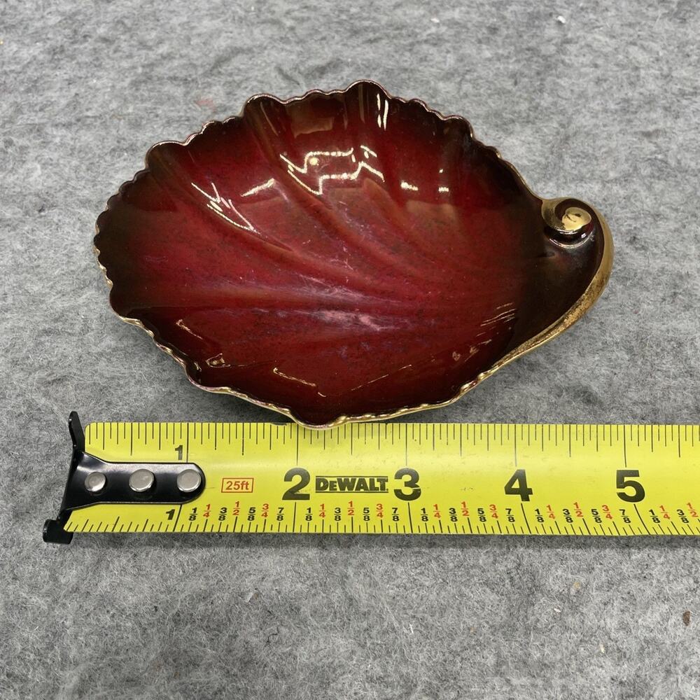 Carlton Ware Handpainted Rouge Royale Gold Gilded Plate Leaf Shaped Trinket Dish - Picture 7 of 9